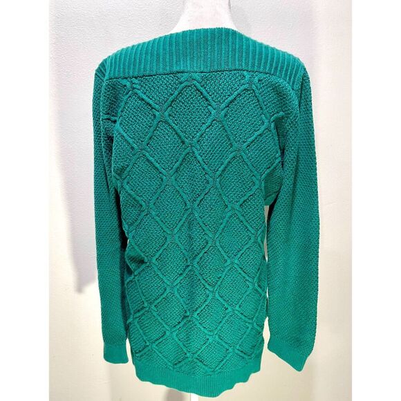 Loft sweater geometric cable knit Cotton festive business casual holiday women L - Picture 3 of 5